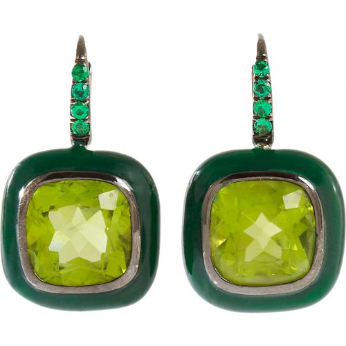 Emerald &amp; Peridot Drop Earrings 
